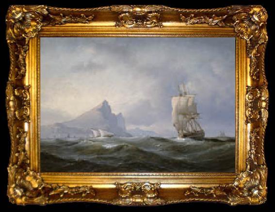framed  Anton Melbye Anton Melbye Sailing ship off Gibraltar, ta009-2